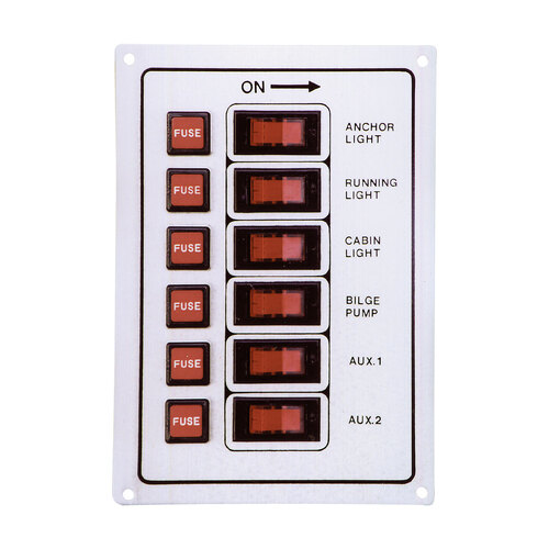 Switch Panel 12V Silver Alloy Vertical Fused Illuminated - BLA 114018